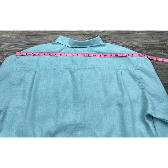 Tommy Bahama RELAX Button Up Shirt Men XL Linen Long Sleeve Blue Beach Nautical - Picture 10 of 12